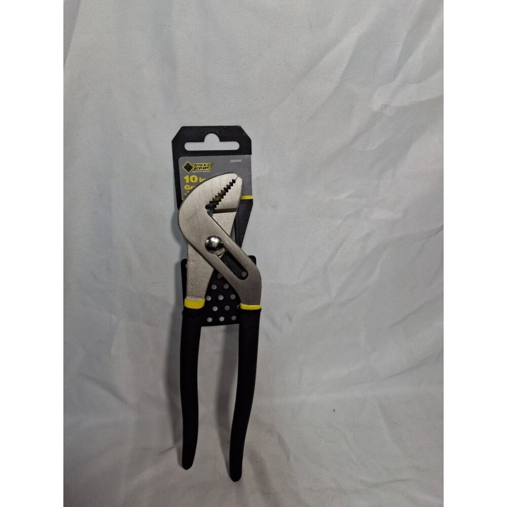 Steel Grip Pliers, Carbon Steel Black/Yellow Tongue and Groove  10" long,